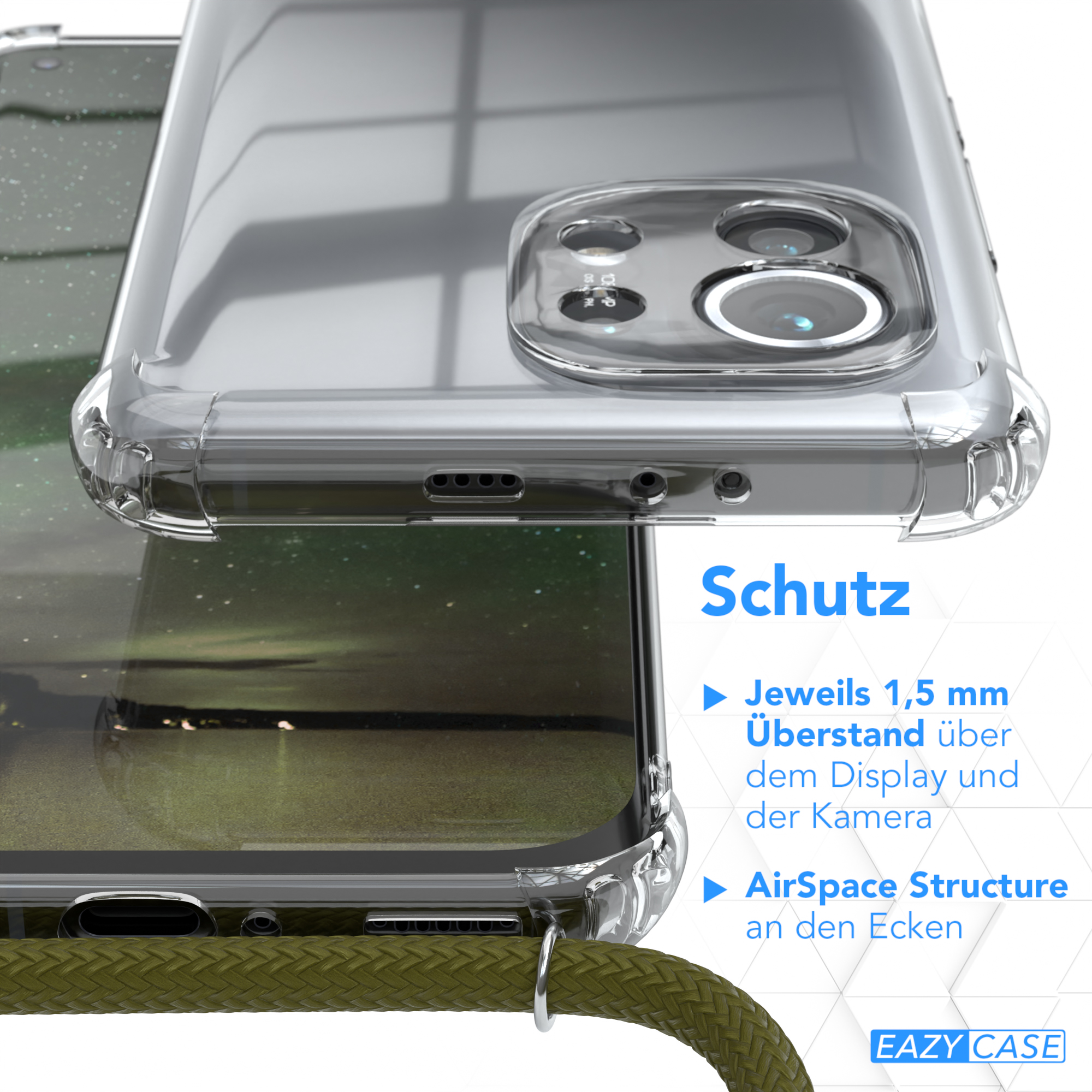 Detail der Handyhülle. Zeigt AirSpace Structure an Ecken und TPU-Ösen.