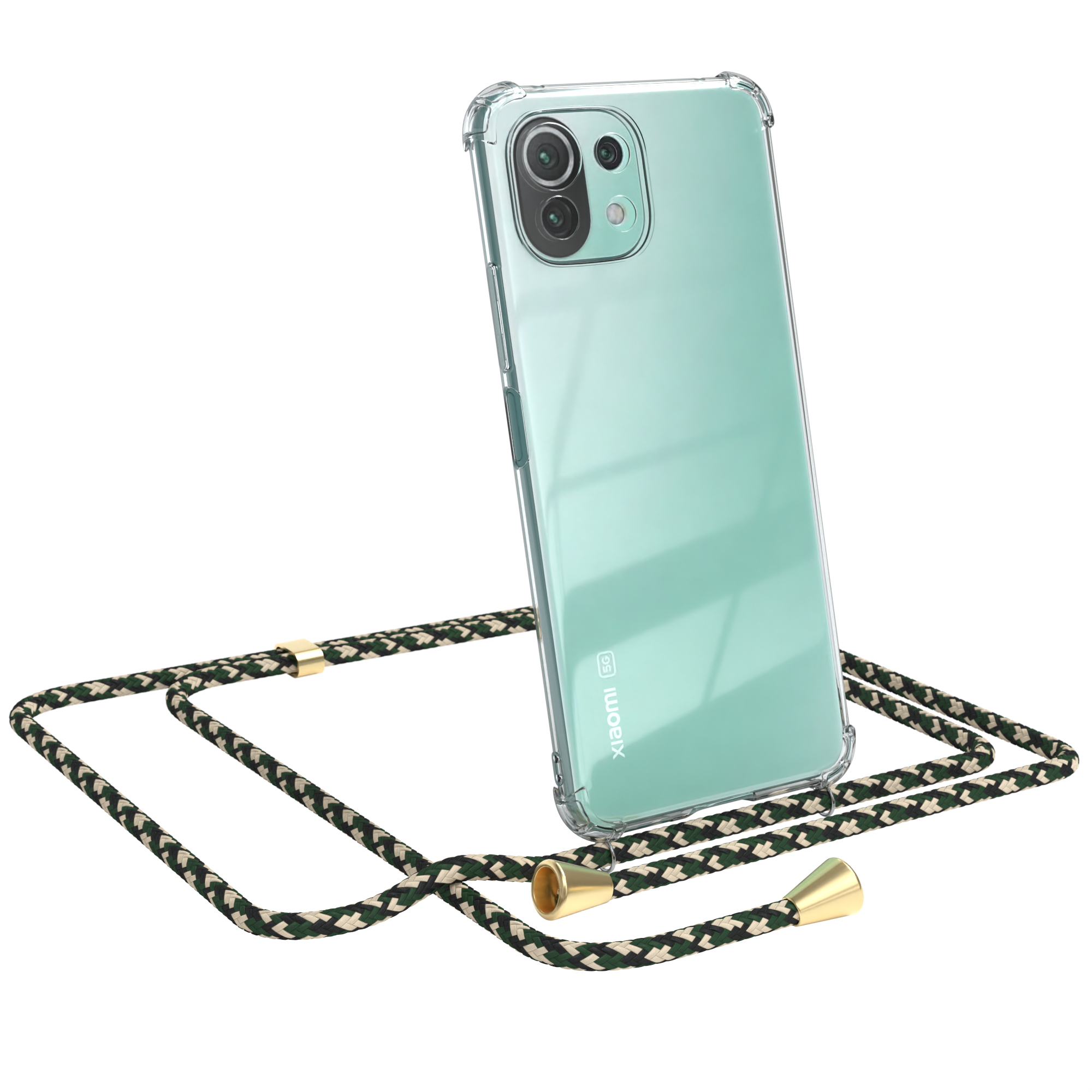 Umhängeband, Clear EAZY / Mi Lite Clips Xiaomi, CASE 5G Gold Camouflage 11 Grün Cover / mit Umhängetasche, 5G 11 NE, Lite /