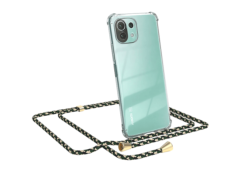 5G Camouflage / / Gold EAZY NE, Clips 11 11 Cover Xiaomi, Umhängetasche, Lite CASE / Grün 5G Clear mit Lite Umhängeband, Mi