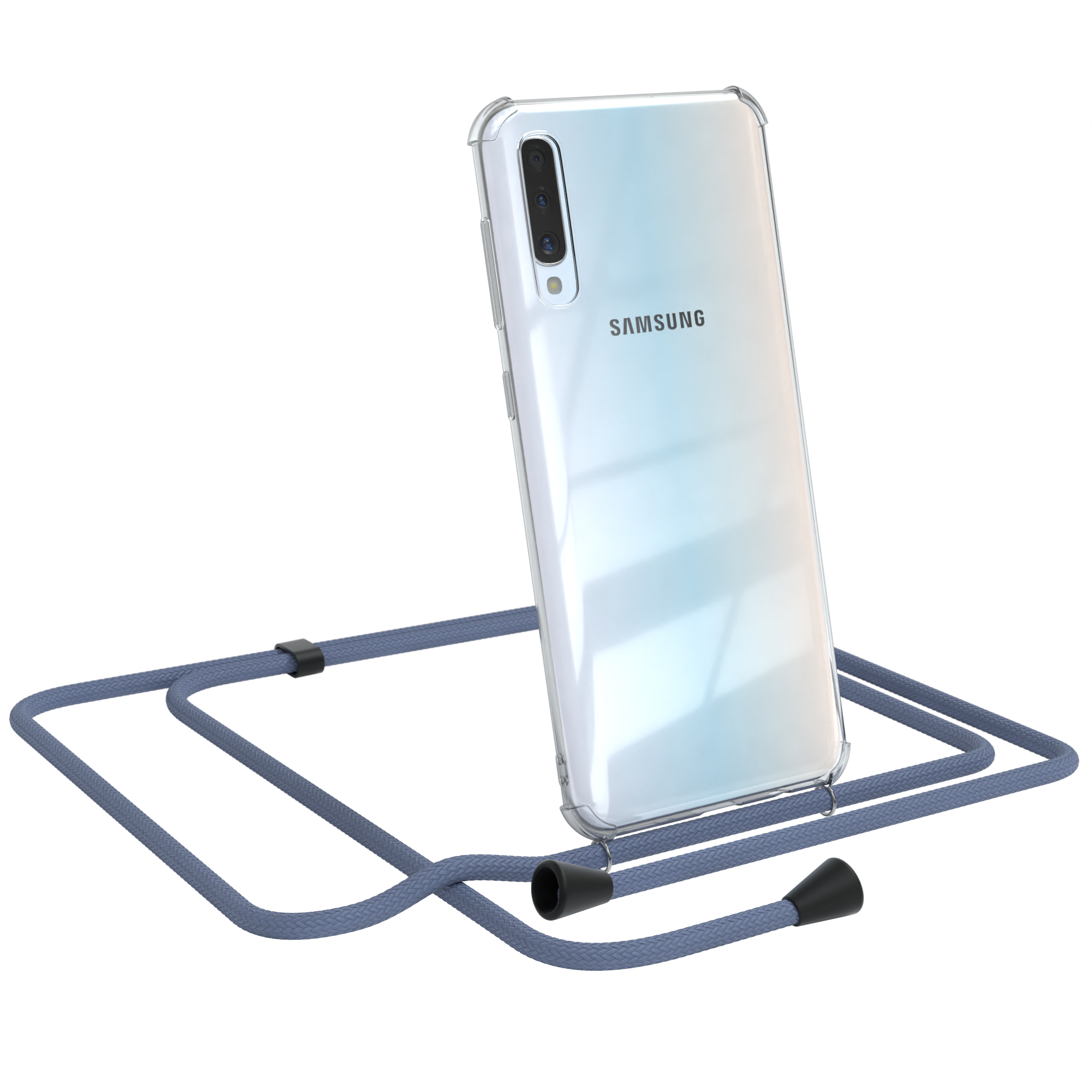 Umhängeband, Samsung, / EAZY CASE Blau Cover Clear mit / A50s Galaxy A50 Umhängetasche, A30s,