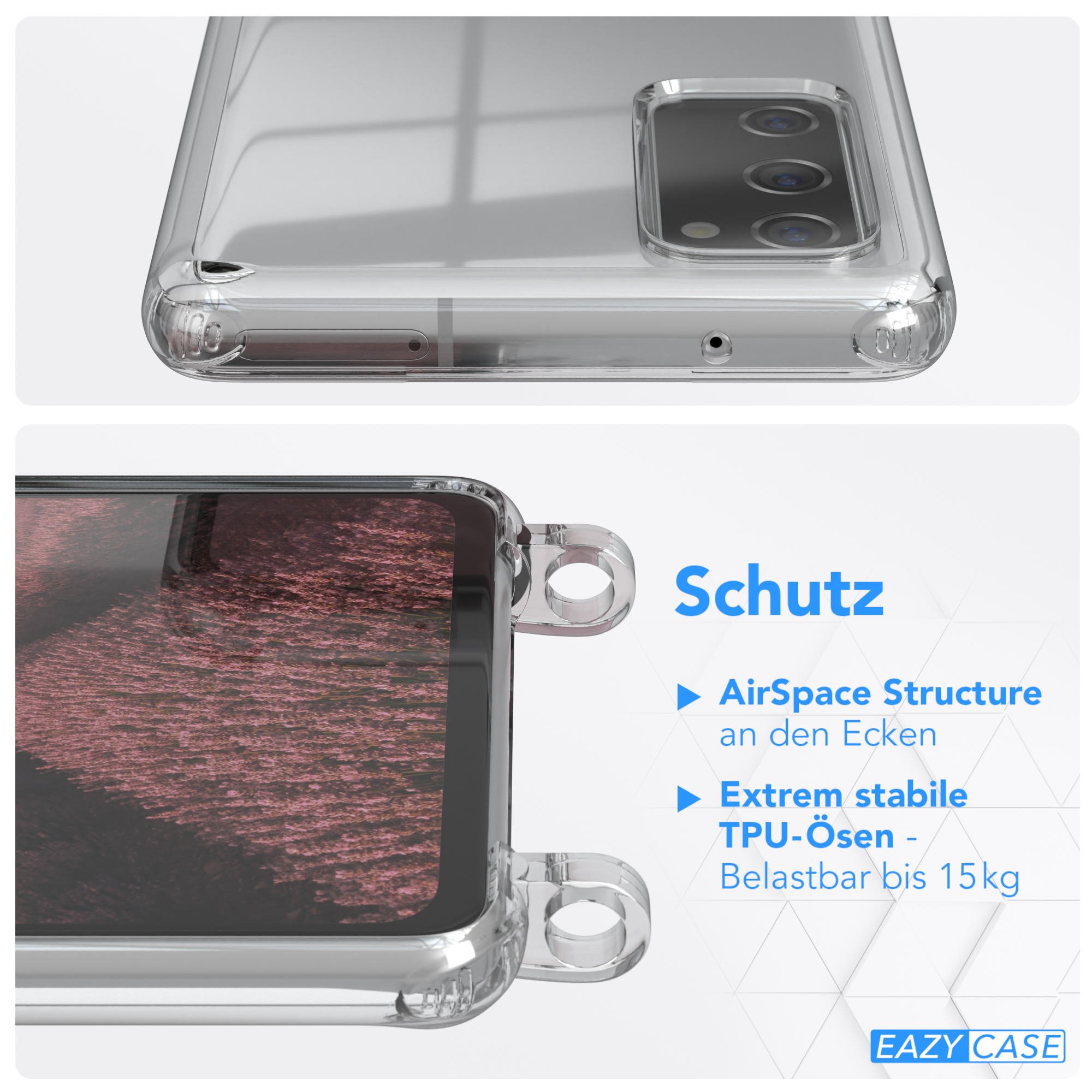 Samsung, / EAZY FE CASE Cover Clear 5G, FE Umhängeband, S20 mit Altrosa Uni Umhängetasche, Galaxy S20