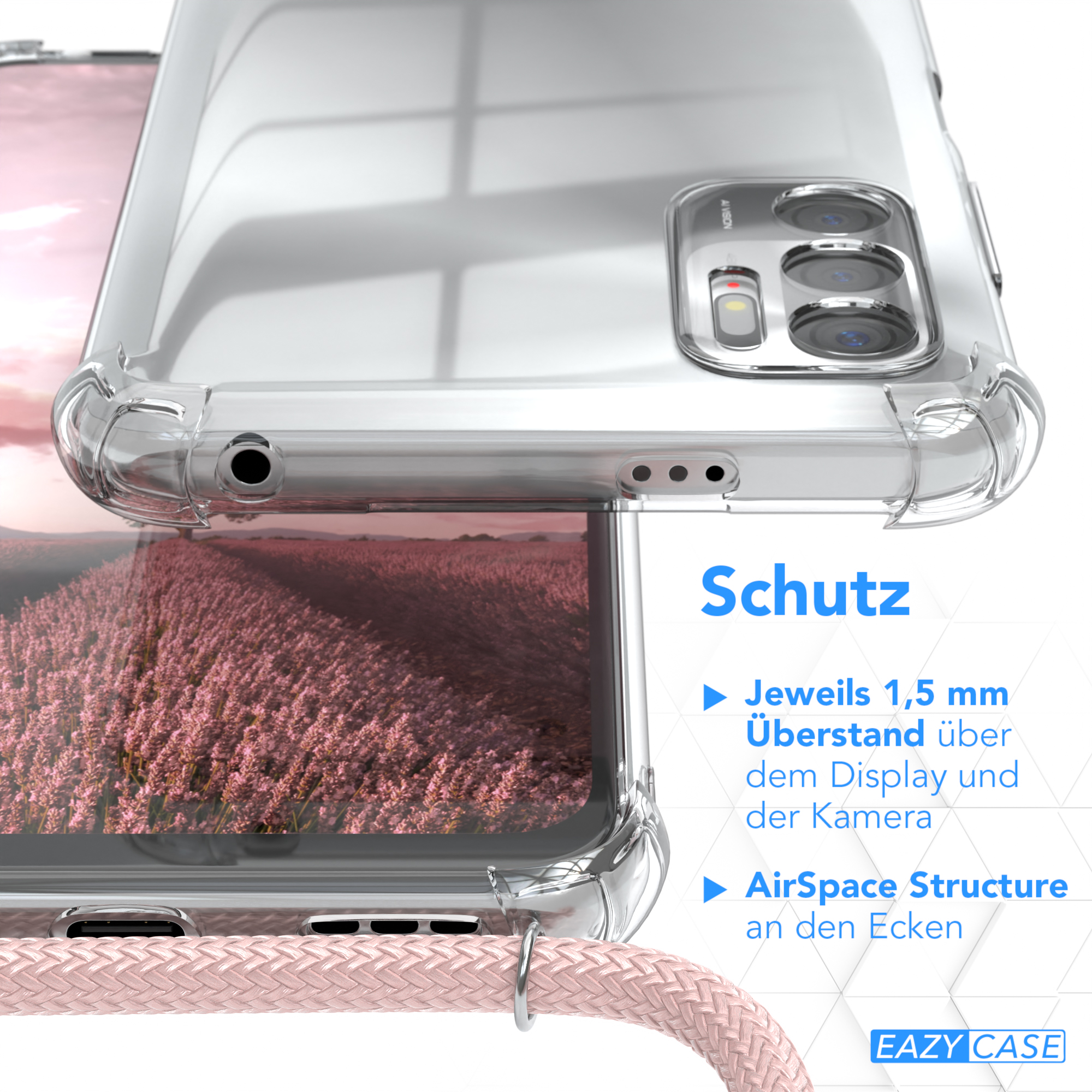 Detail der Handyhülle. Zeigt AirSpace Structure an Ecken und TPU-Ösen.