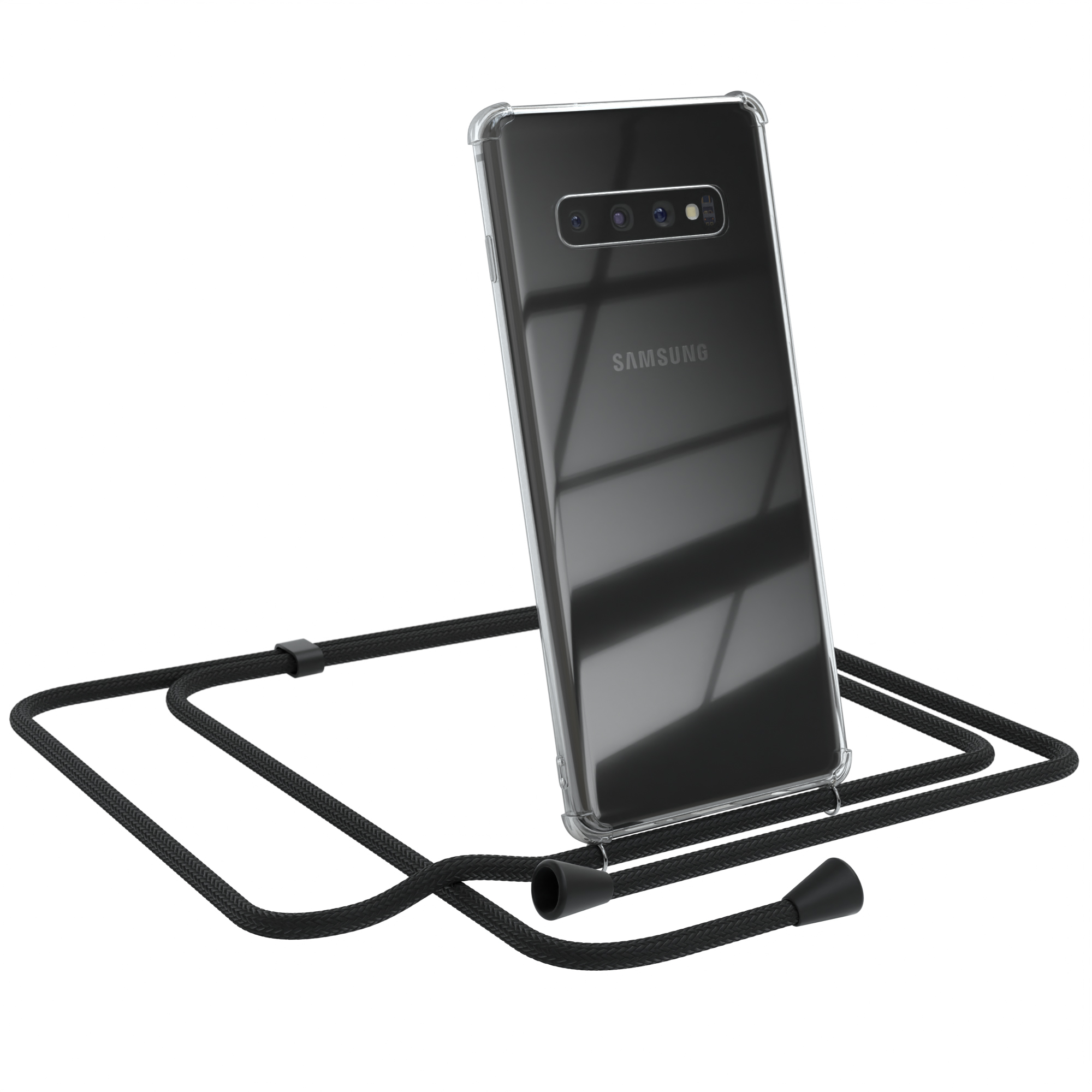 EAZY CASE Samsung, Cover mit S10 Umhängetasche, Schwarz Clear Plus, Umhängeband, Galaxy