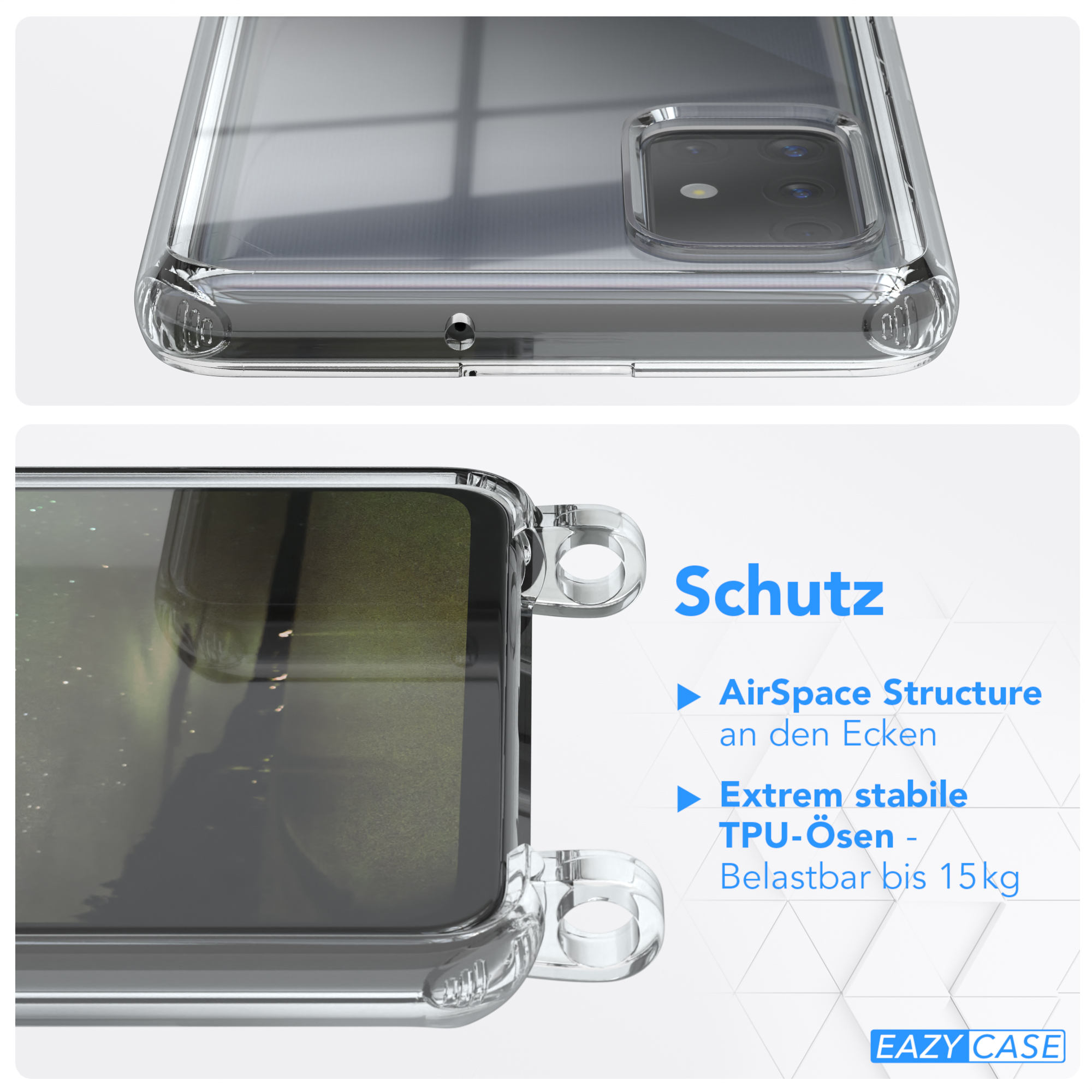 Olive A51, Galaxy EAZY Grün Samsung, Cover CASE Umhängetasche, mit Clear Umhängeband,