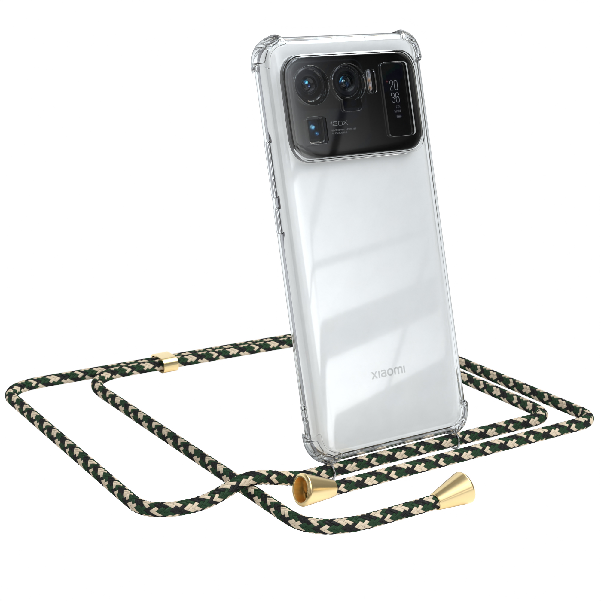 Ultra, / Xiaomi, Clear Umhängetasche, EAZY Umhängeband, Gold Clips mit Cover 11 Grün CASE Camouflage Mi