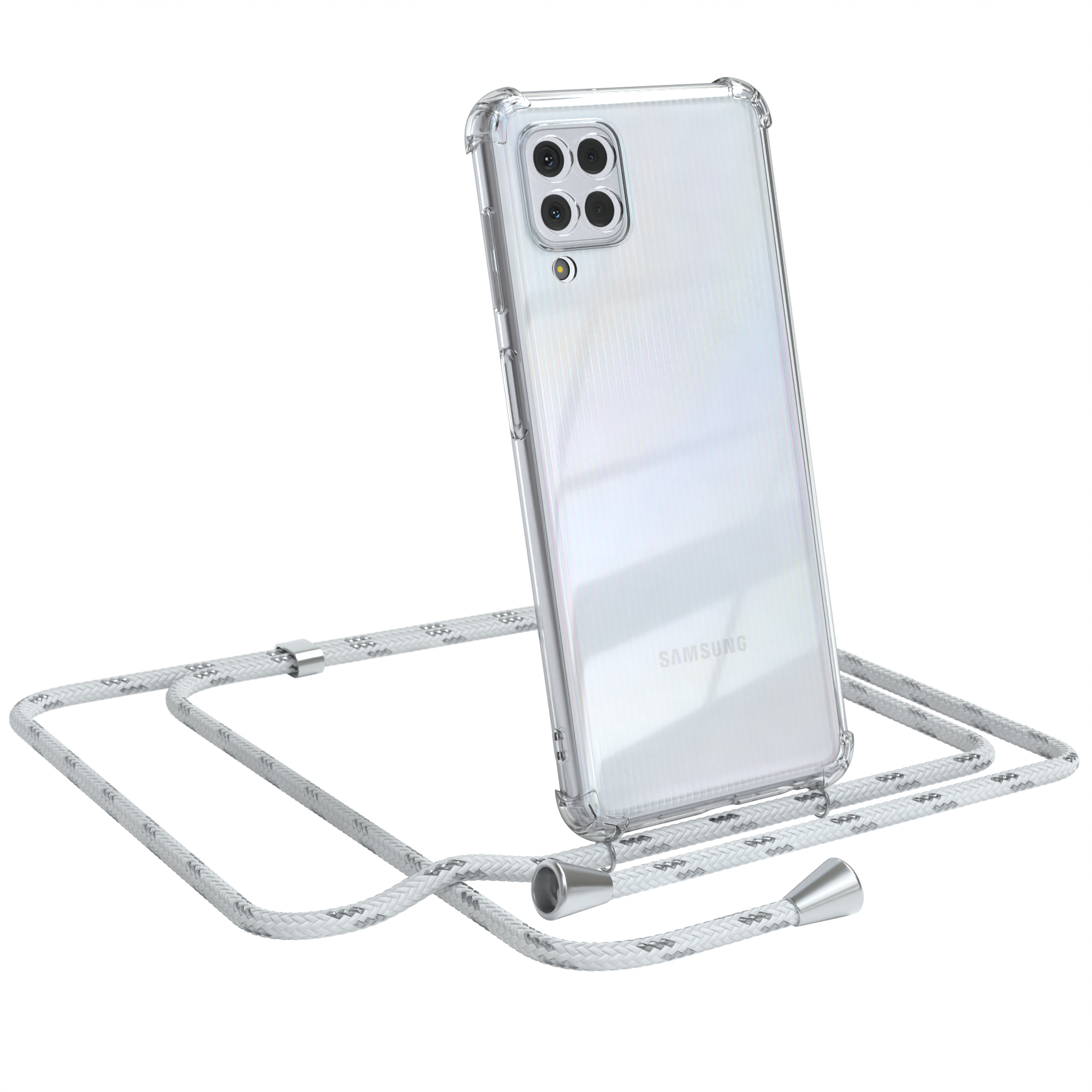 Clips Weiß EAZY Clear Umhängetasche, Umhängeband, / Samsung, / A22 CASE mit M32 Silber / Cover Galaxy M22 4G,