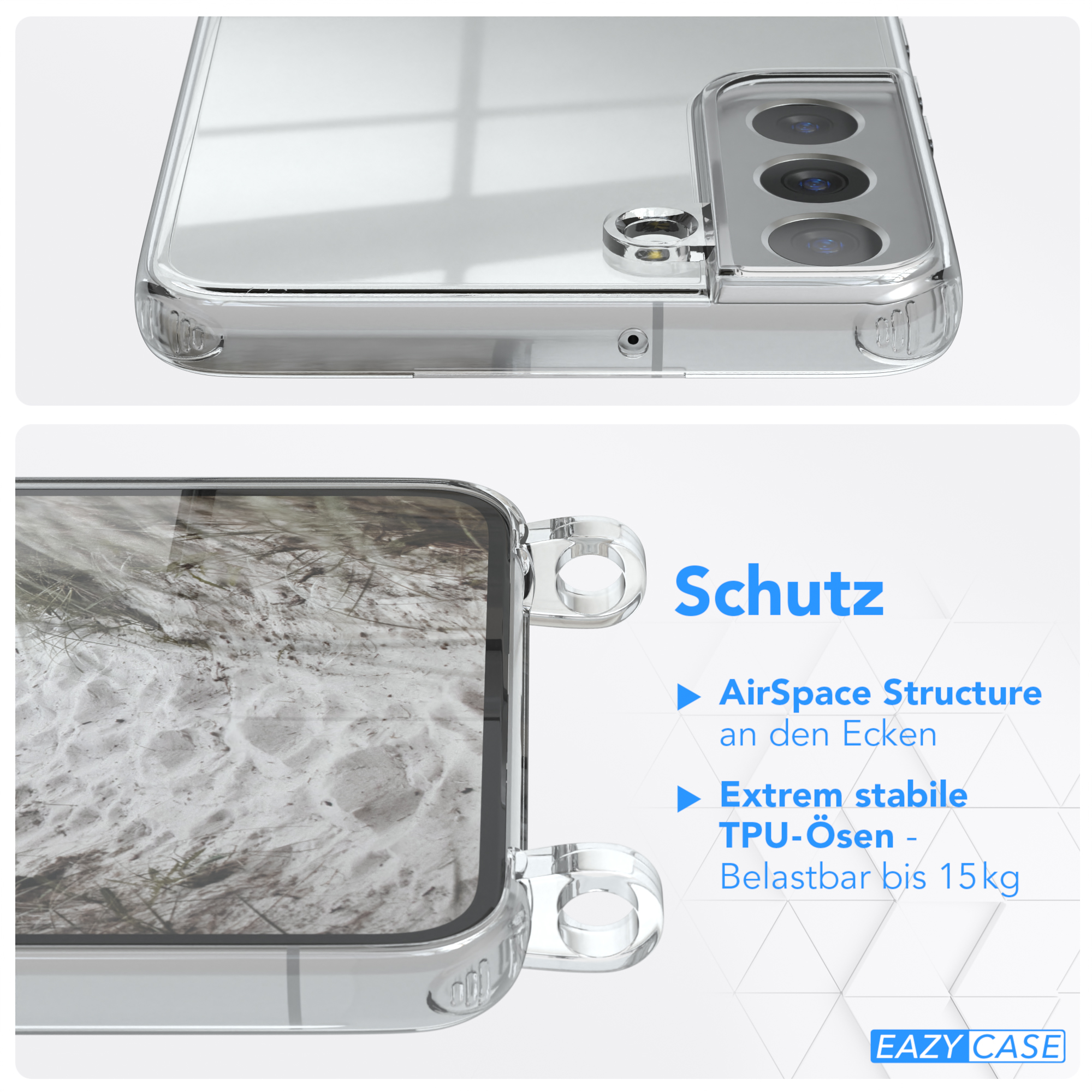 Weiß Silber CASE Plus Cover 5G, Clear S22 mit Umhängeband, EAZY Samsung, Umhängetasche, Galaxy / Clips