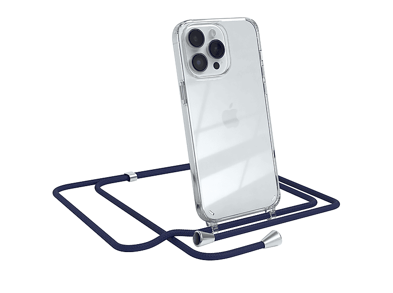 14 Silber Umhängetasche, Blau Pro EAZY Clear mit Umhängeband, Apple, iPhone Cover CASE Clips / Max,