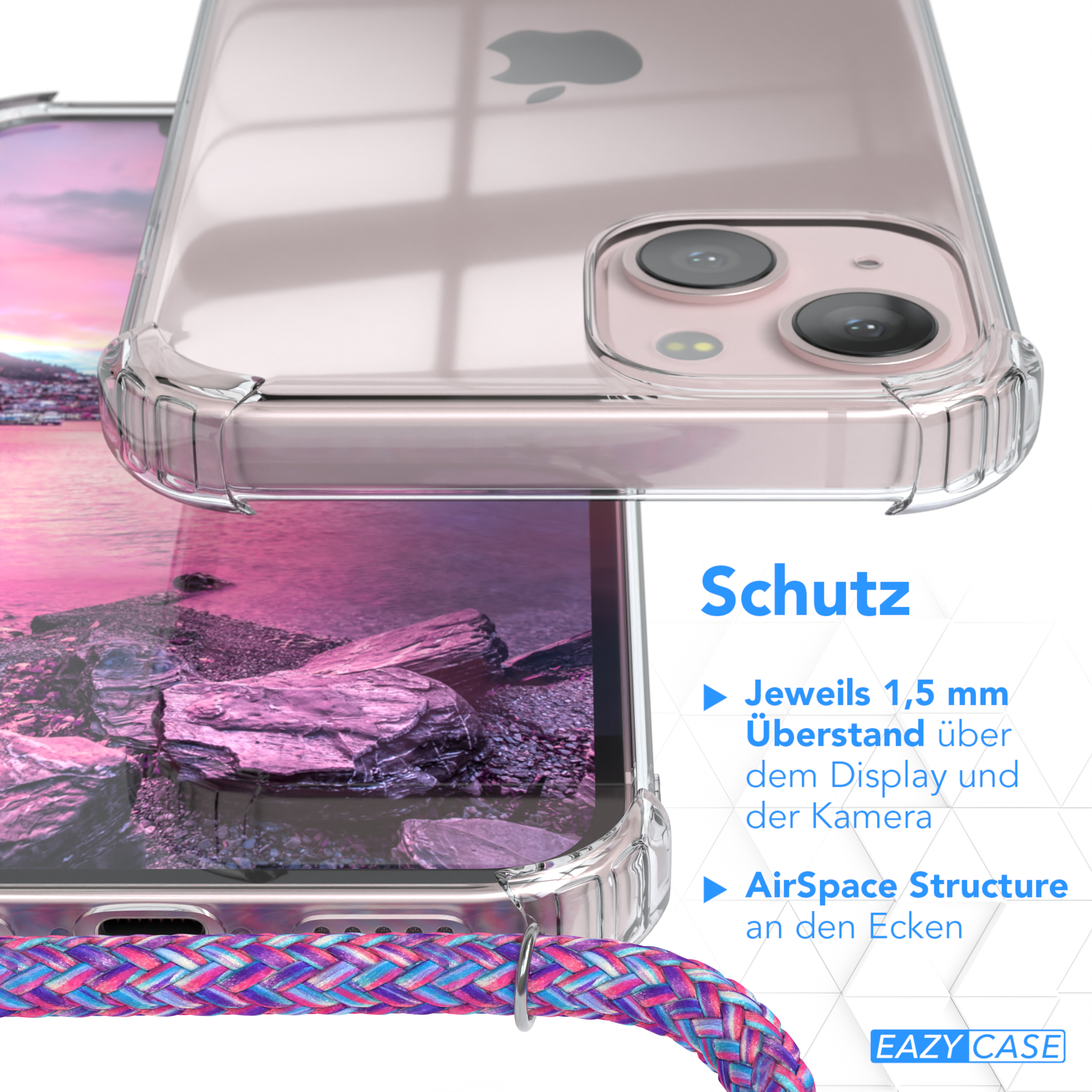 Eine lila Tablet-Hülle mit schwarzem Rahmen.