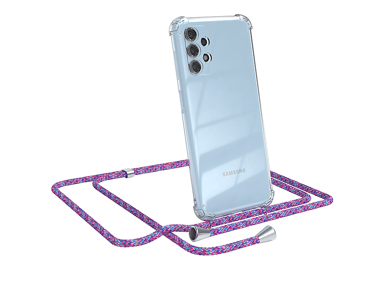EAZY CASE Clear Cover mit Samsung, Clips Silber Umhängeband, / Umhängetasche, A13, Lila Galaxy