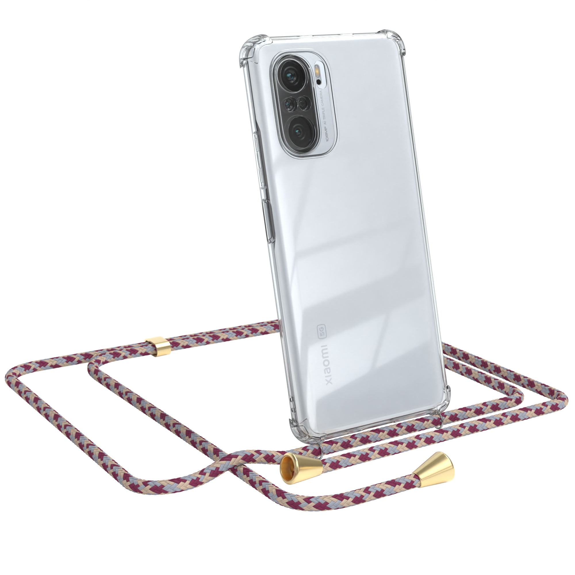 Umhängetasche, Clips Rot Gold Clear CASE Xiaomi, Mi mit EAZY 11i, Cover Umhängeband, / Beige Camouflage