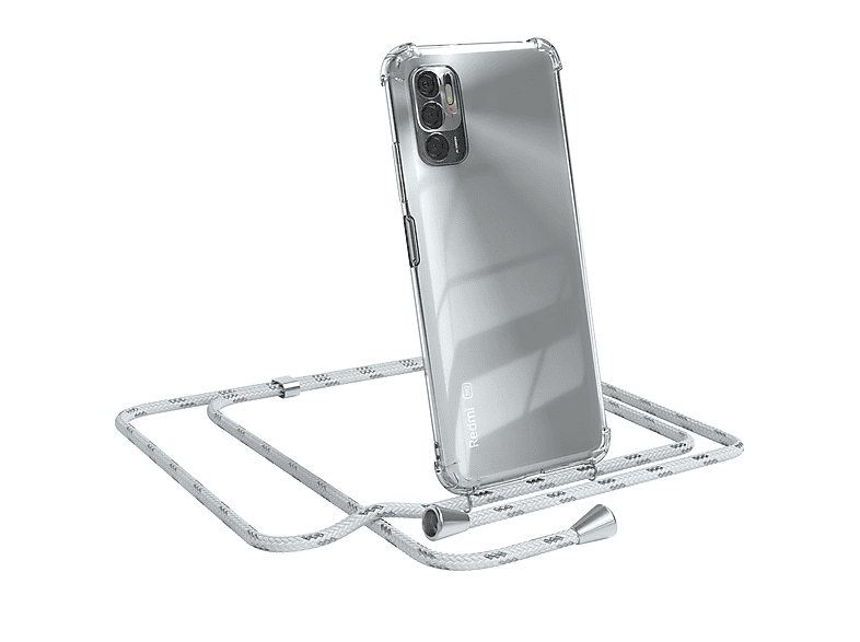 Umhängeband, Clips Silber Xiaomi, / mit Clear Redmi Note 5G, Cover CASE EAZY 10 Weiß Umhängetasche,