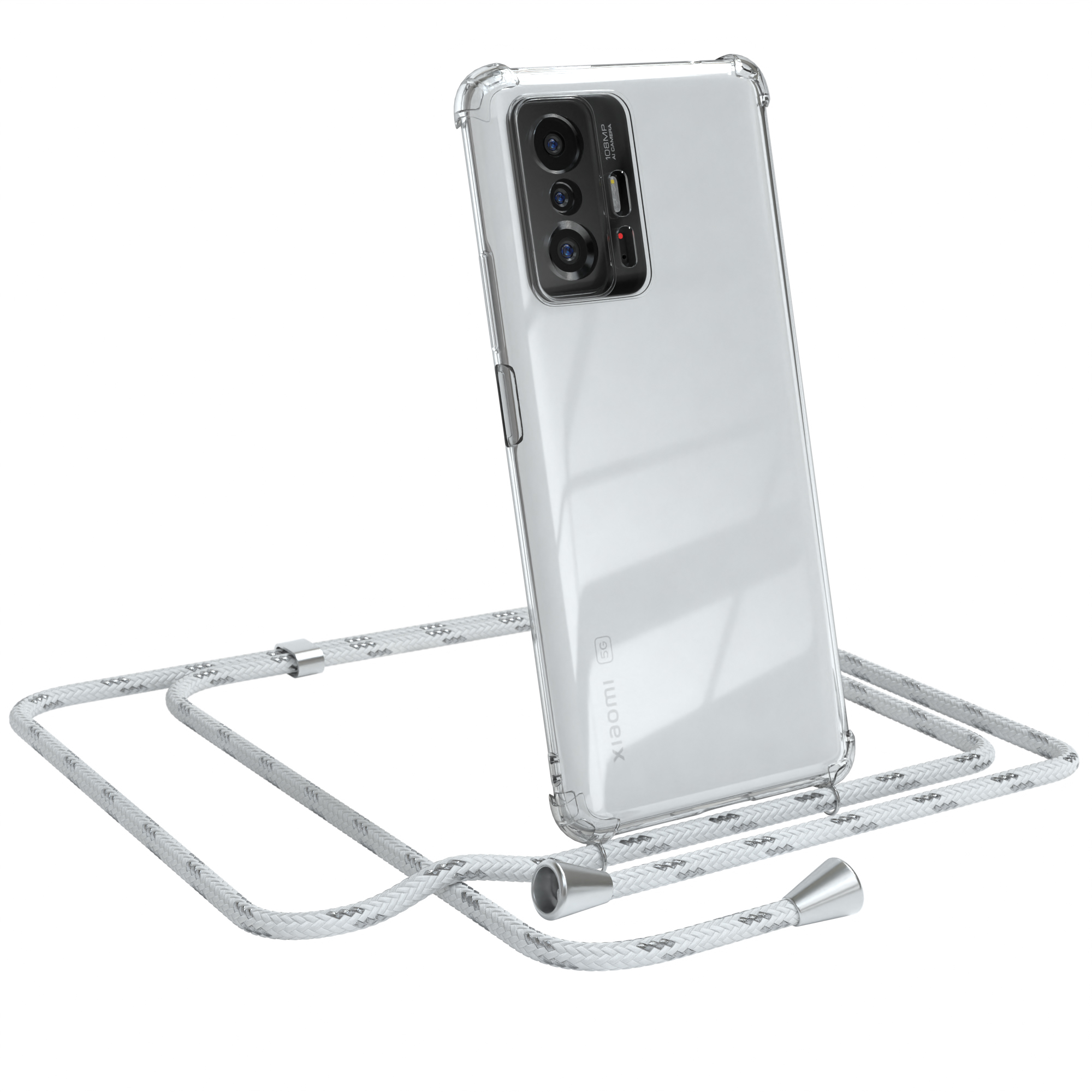 Silber Umhängetasche, 11T Pro Clips Cover 5G, CASE mit 11T Xiaomi, Umhängeband, / EAZY Clear Weiß /