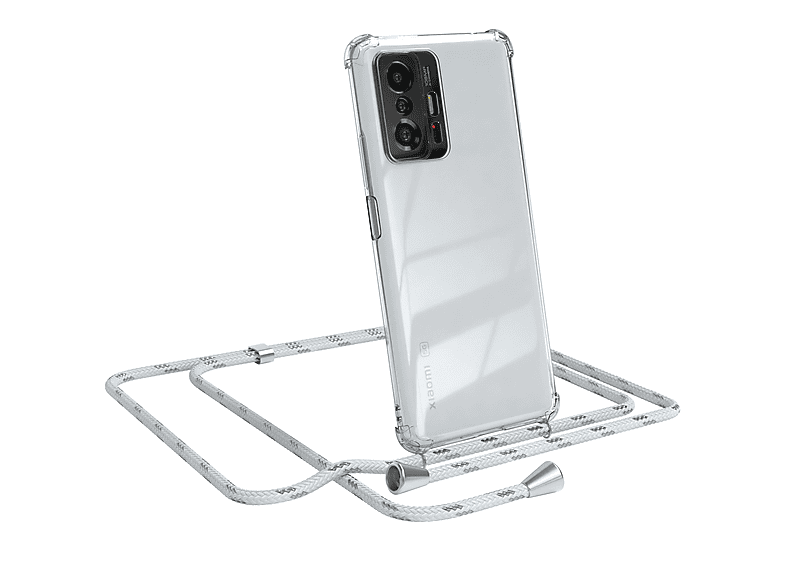 EAZY CASE / Umhängetasche, 11T / mit 5G, Pro Clear Cover Weiß Umhängeband, Silber Xiaomi, Clips 11T