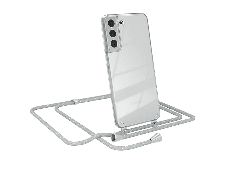 EAZY CASE S22 Galaxy Hellgrau Samsung, Cover Clear Umhängeband, Umhängetasche, mit Weiß Plus 5G
