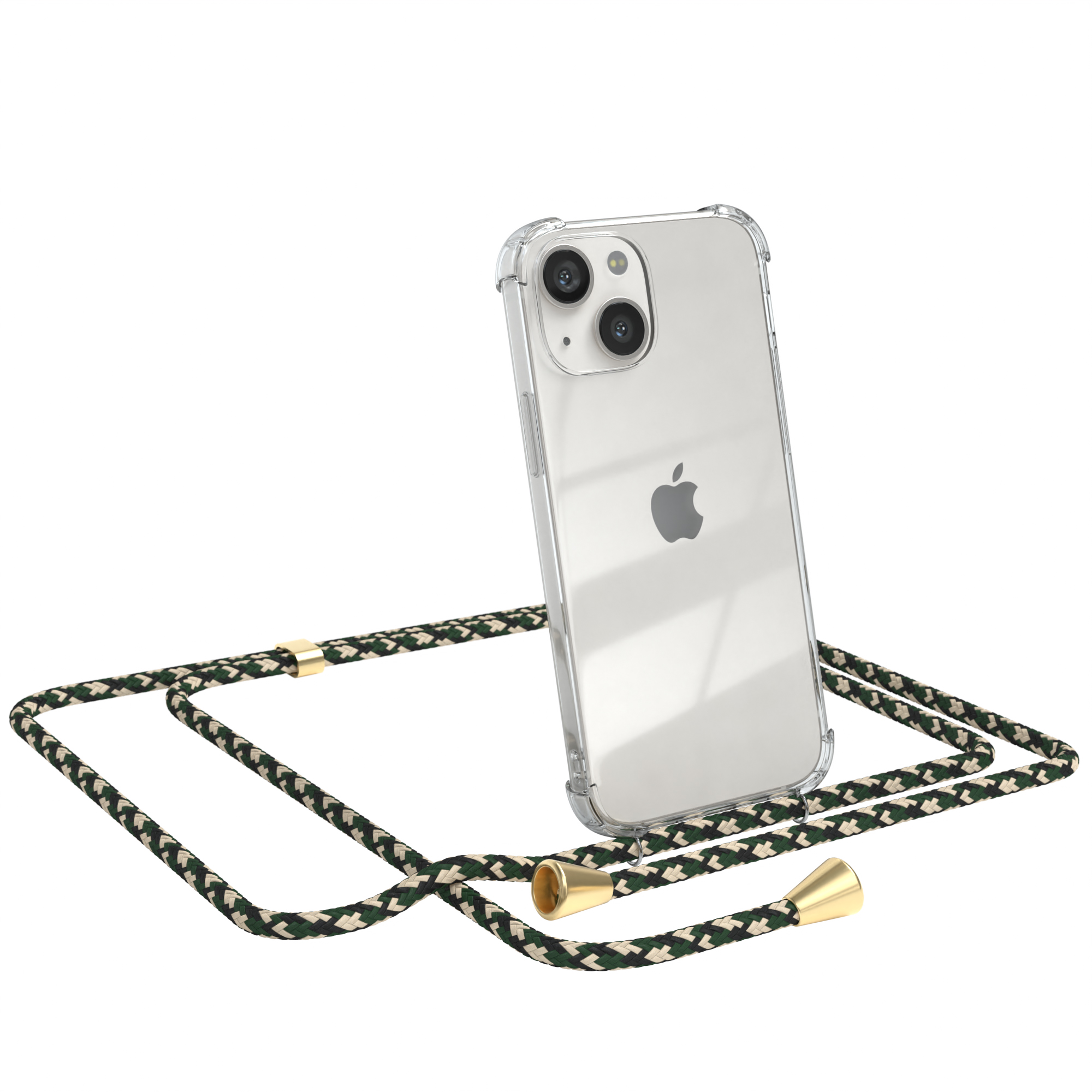 mit Gold Umhängeband, Apple, Grün CASE Mini, Clips Camouflage / Umhängetasche, 13 EAZY iPhone Clear Cover