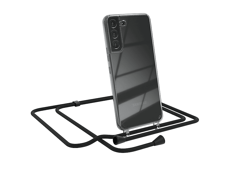 EAZY CASE Clear Cover Plus Umhängeband, Samsung, mit Galaxy Umhängetasche, 5G, S22 Schwarz