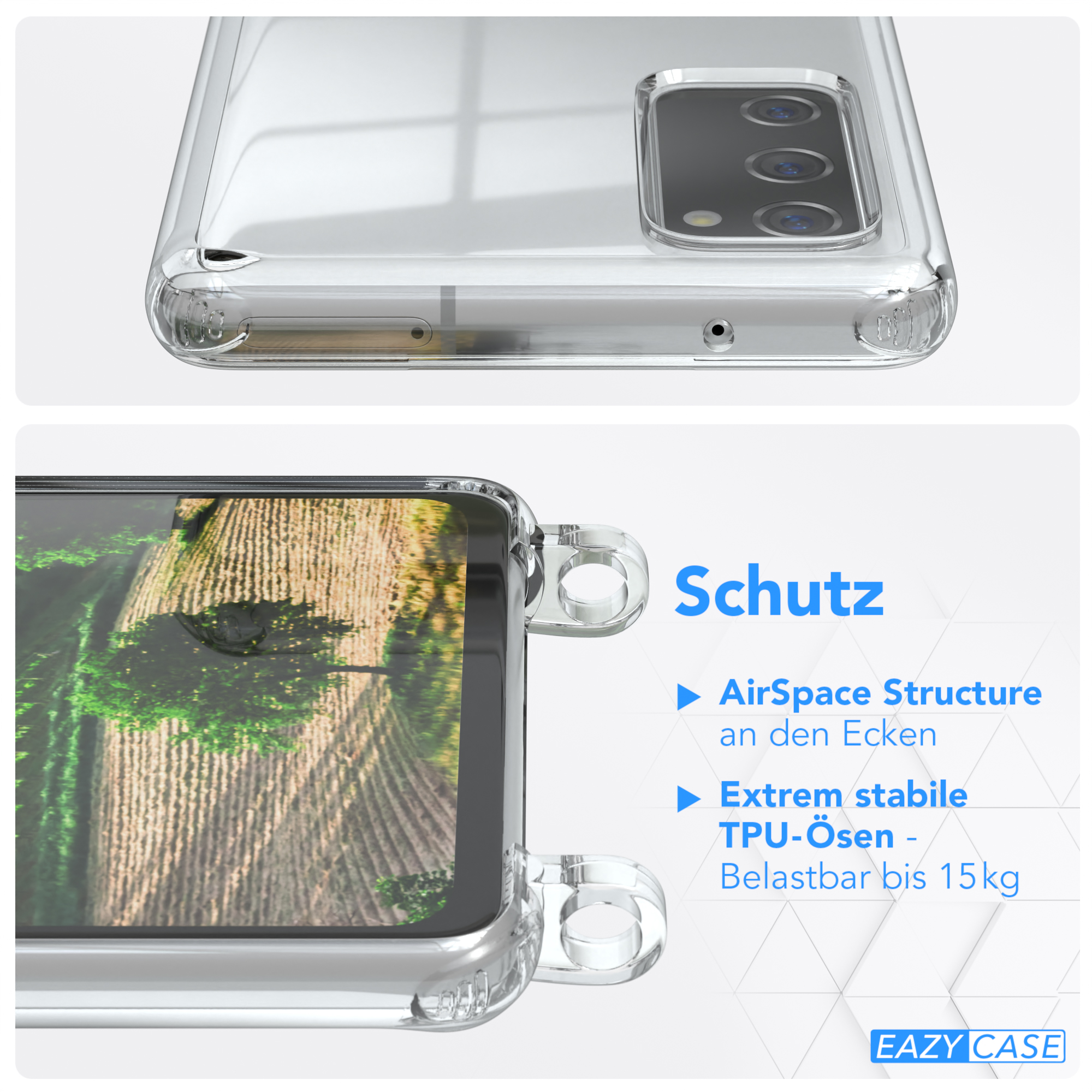EAZY CASE Clear Cover mit FE S20 Grün Gold S20 5G, / Umhängetasche, Clips FE Umhängeband, / Samsung, Galaxy