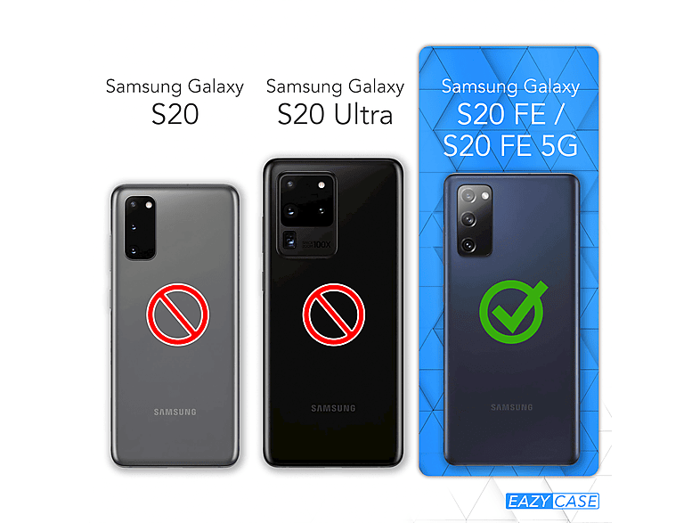 Samsung, Schwarz Camouflage / FE Cover Galaxy Silber S20 mit 5G, FE Umhängetasche, Umhängeband, EAZY S20 / Clear Clips CASE