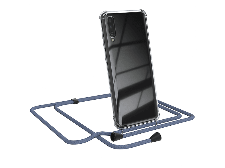 EAZY CASE Clear Cover Samsung, A70, mit Umhängeband, Galaxy Blau Umhängetasche