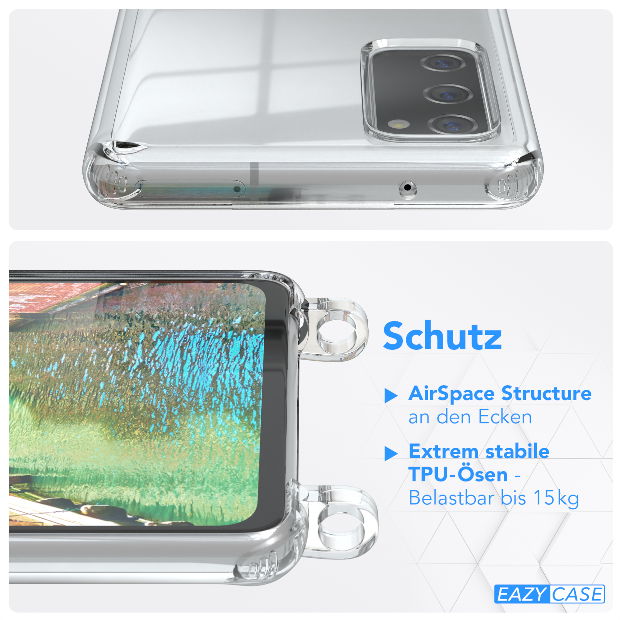 EAZY CASE Clear Cover mit FE S20 Bunt Galaxy Umhängetasche, / 5G, Clips / S20 FE Samsung, Gold Umhängeband