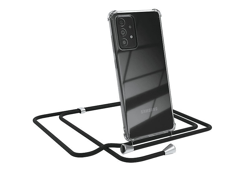 Silber / CASE / mit Cover Umhängeband, Clips Samsung, Clear 5G, EAZY Umhängetasche, A72 A72 Galaxy Schwarz