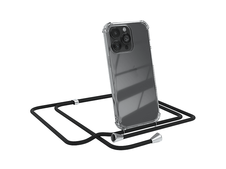 Schwarz 13 Pro, mit / CASE Cover Umhängeband, Clips EAZY Umhängetasche, Clear Silber Apple, iPhone