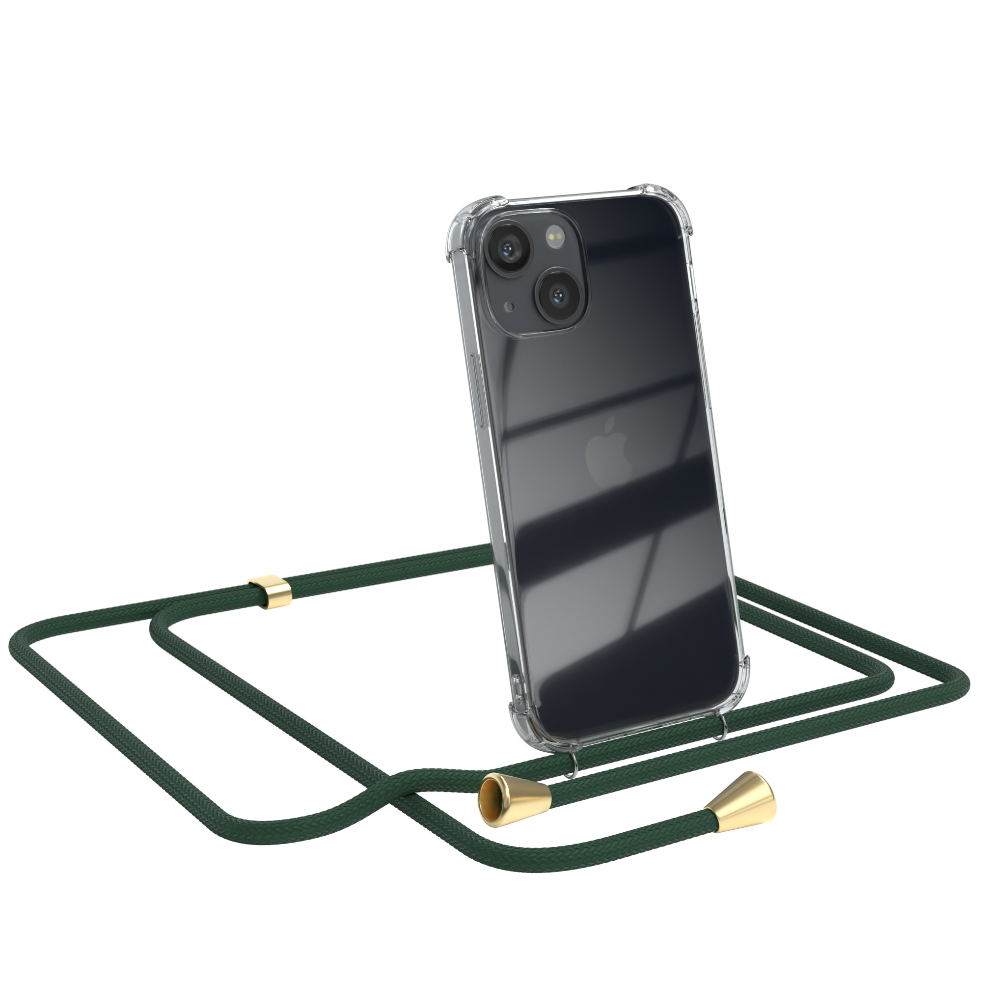 mit Apple, Gold CASE Cover / Umhängetasche, EAZY 13 Grün Mini, Clear iPhone Umhängeband, Clips