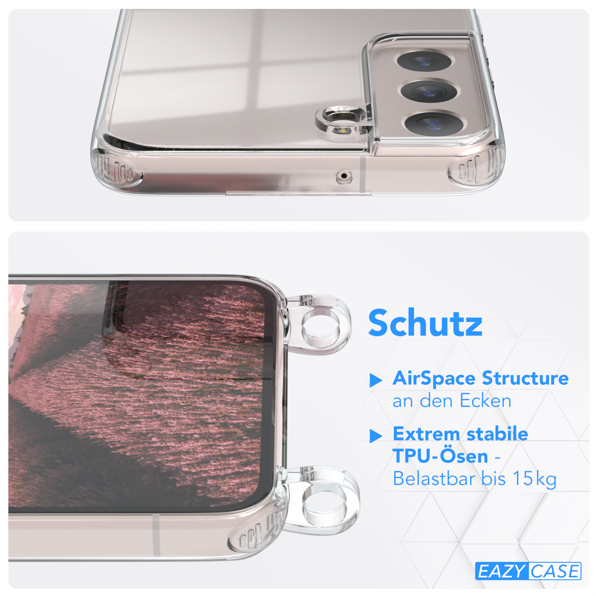 CASE Clear Galaxy Umhängetasche, Clips mit Umhängeband, Samsung, / Rosé Cover S22 EAZY Silber 5G,