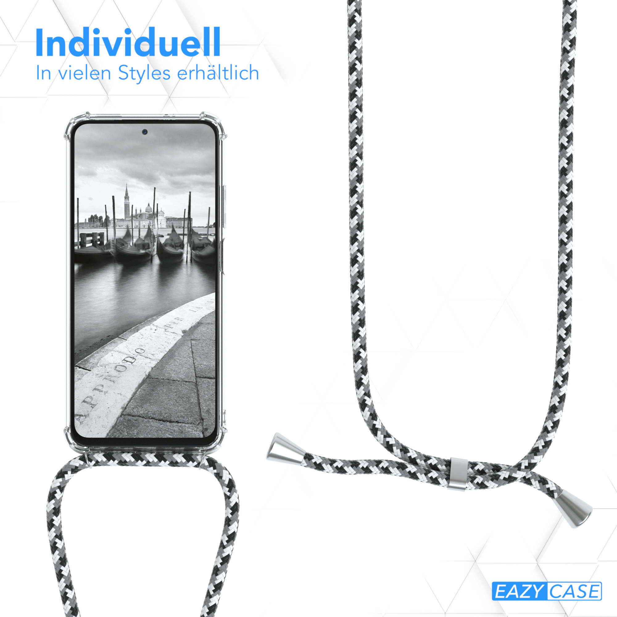 Handyhülle mit Lanyard, zeigt eine Gondelszene, mit Text: Individuell.