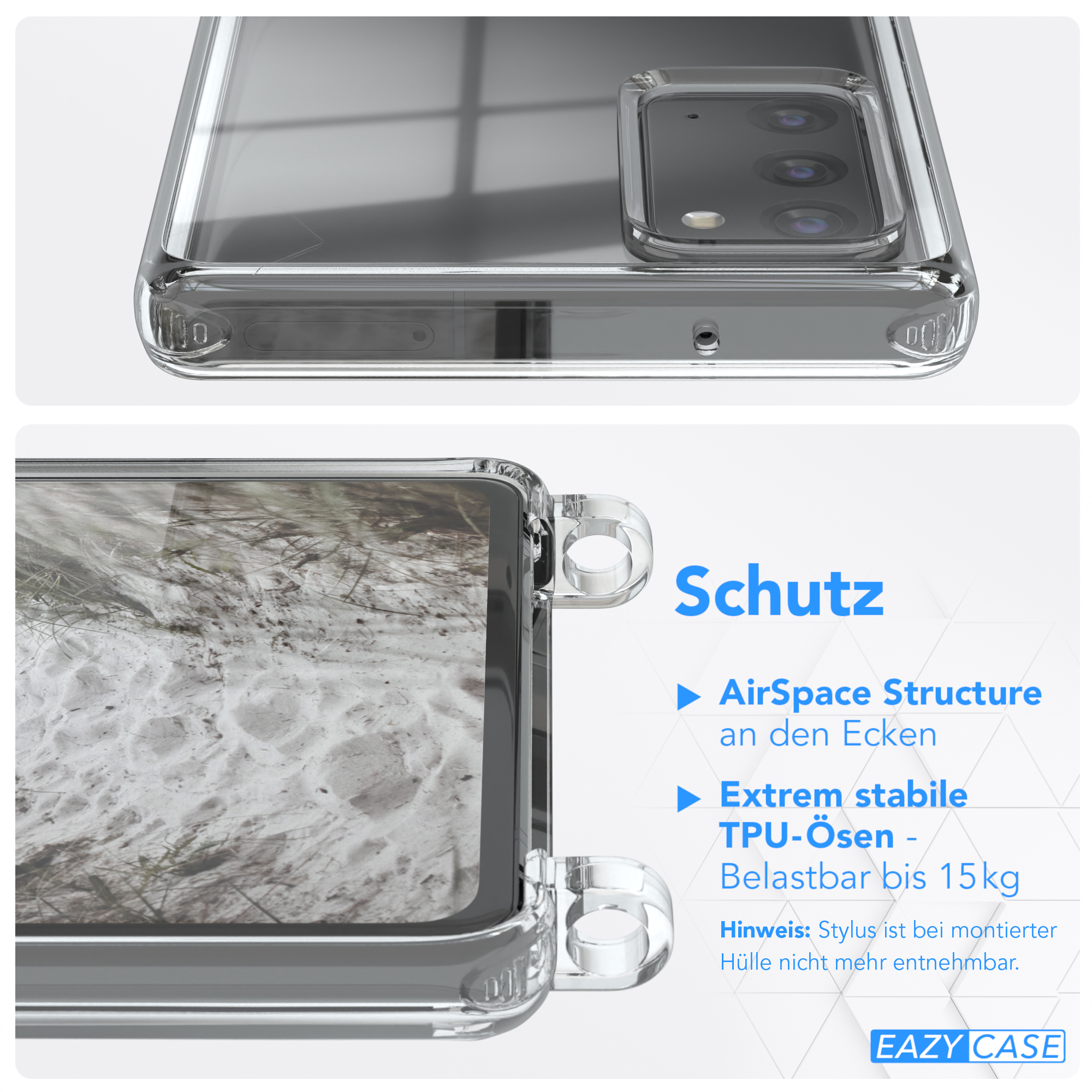 EAZY CASE Clear Cover 20 Galaxy Beige Umhängeband, Umhängetasche, 5G, Taupe Samsung, / 20 Note mit Note