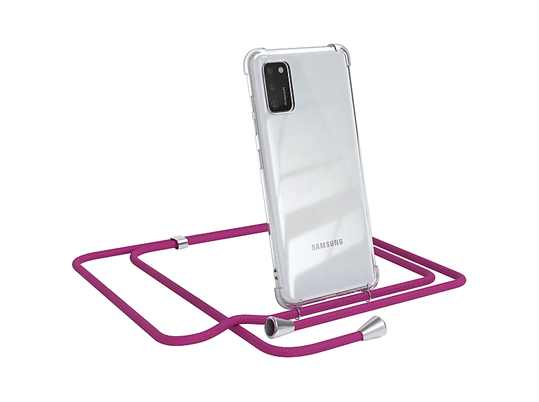 A41, Umhängetasche, mit Samsung, CASE / EAZY Clear Cover Pink Umhängeband, Clips Silber Galaxy