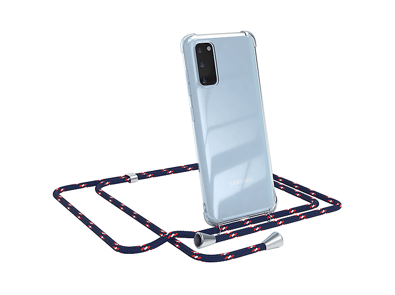 Clear Umhängeband, Blau CASE Silber / mit Camouflage Clips S20, Umhängetasche, Samsung, Cover Galaxy EAZY