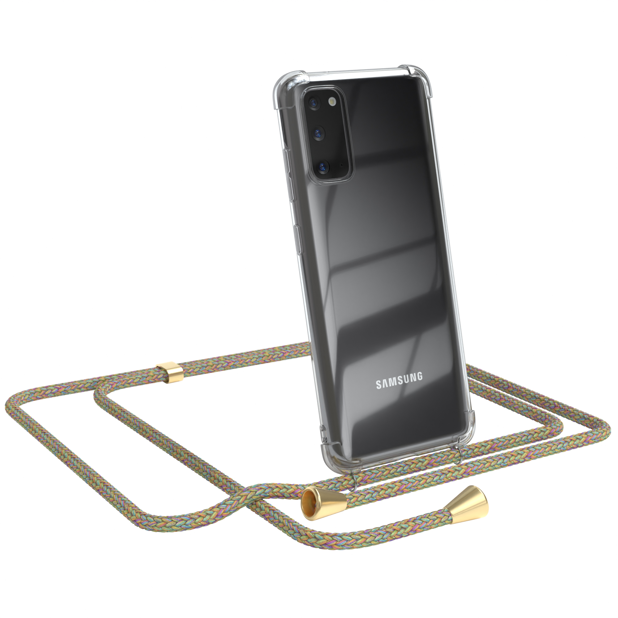 Clear EAZY S20, CASE Umhängetasche, / mit Galaxy Umhängeband, Gold Bunt Clips Samsung, Cover