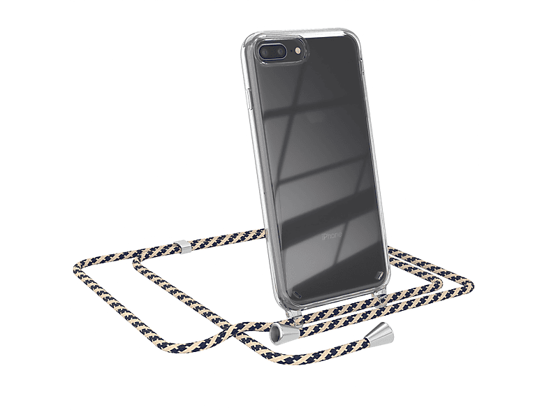 EAZY CASE Clear Cover mit Umhängeband, Umhängetasche, Apple, iPhone 8 Plus / 7 Plus, Taupe Camouflage