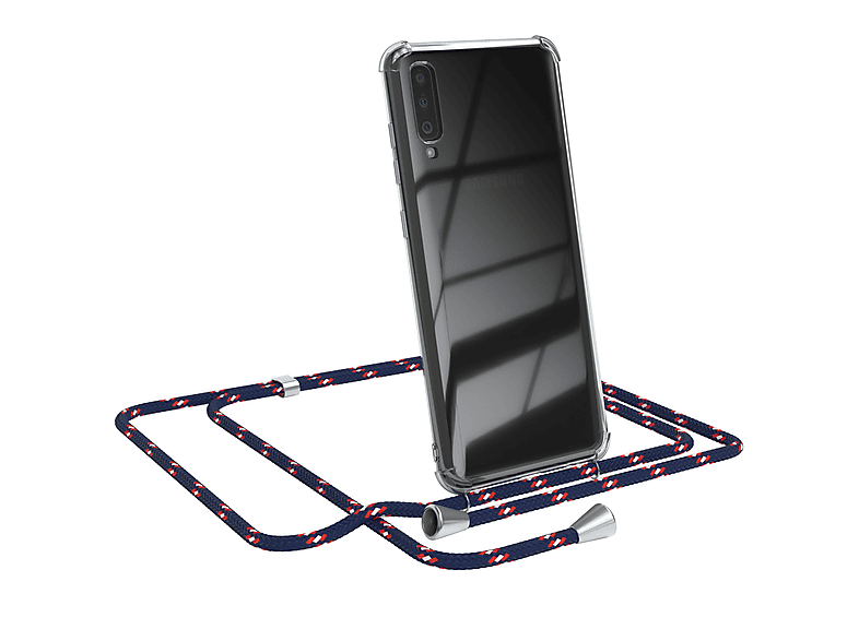 Anprobieren EAZY CASE Cover Clear Samsung, Camouflage Clips Silber Galaxy Umhängeband, mit A70, / Blau Umhängetasche