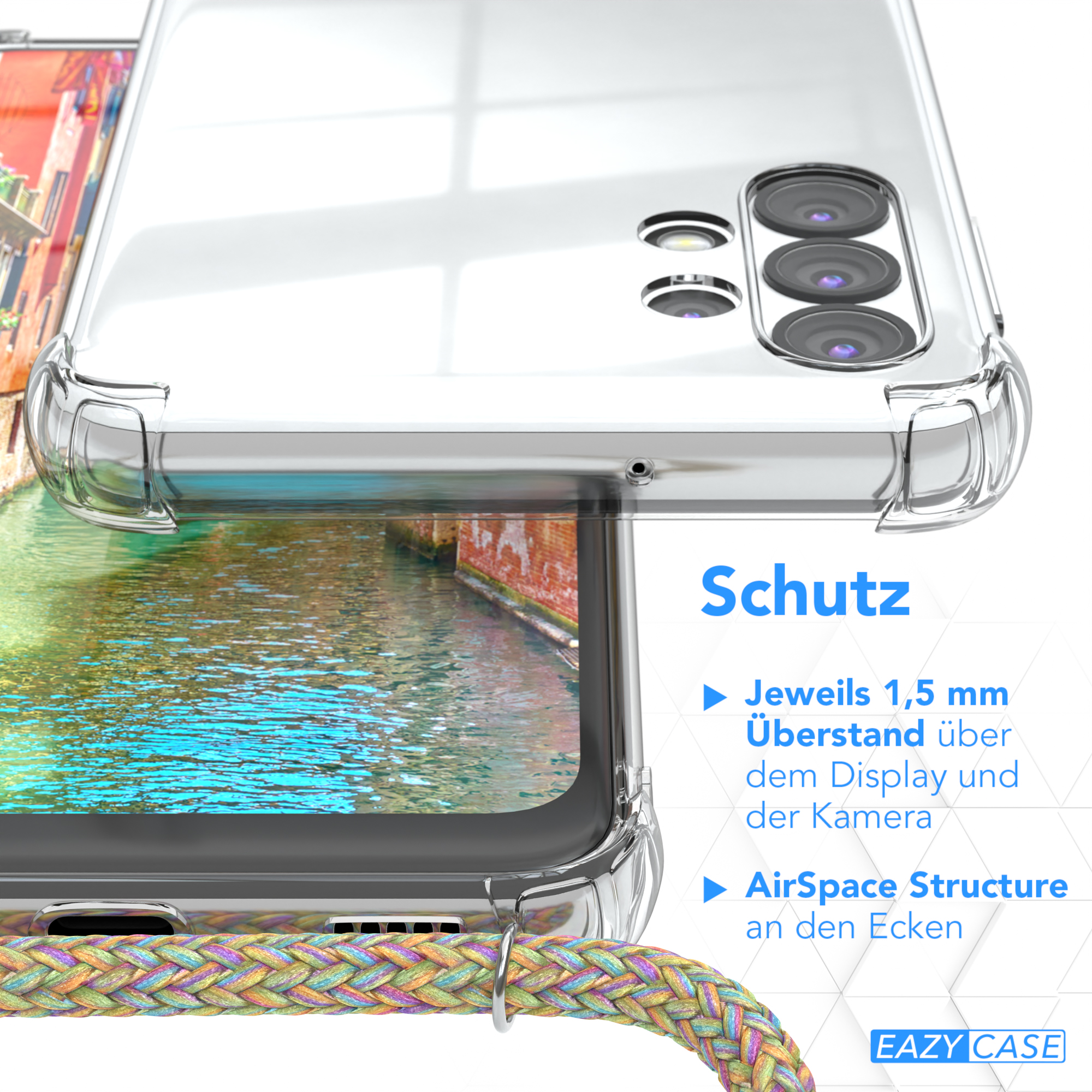 EAZY CASE Clear Cover 5G, Clips / A32 Galaxy Samsung, Umhängeband, Gold Bunt Umhängetasche, mit