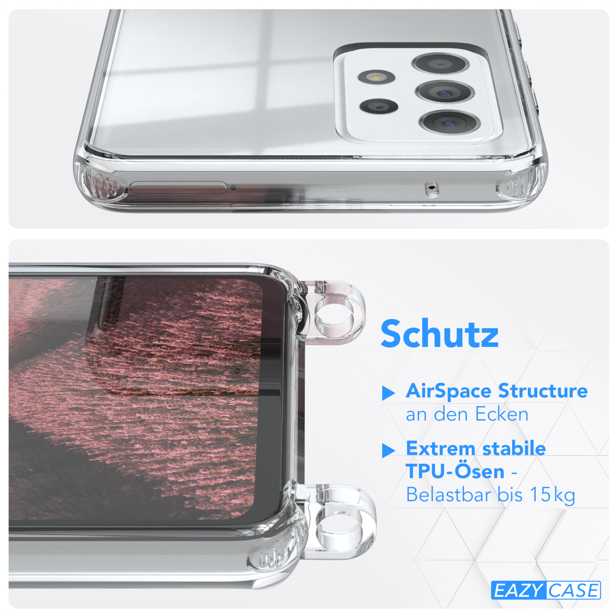Clips Clear Silber CASE 5G, Umhängeband, Umhängetasche, Samsung, / / A52s 5G Rosé EAZY Cover A52 / A52 mit Galaxy