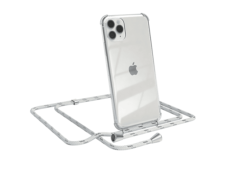 Umhängeband, Weiß Max, Silber Clear Pro Clips Cover 11 / mit EAZY iPhone Apple, Umhängetasche, CASE