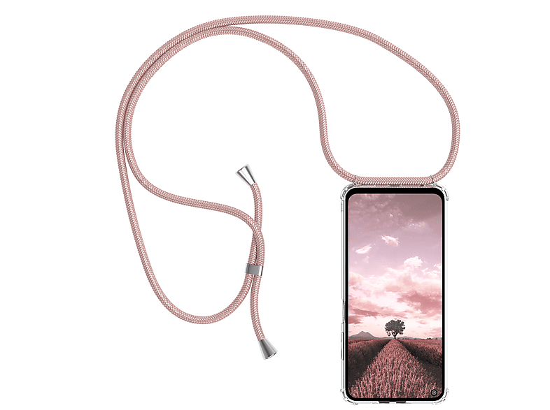 mit CASE Redmi Xiaomi, EAZY Clips Umhängetasche, Cover / Silber Umhängeband, Clear Rosé Note 9T,
