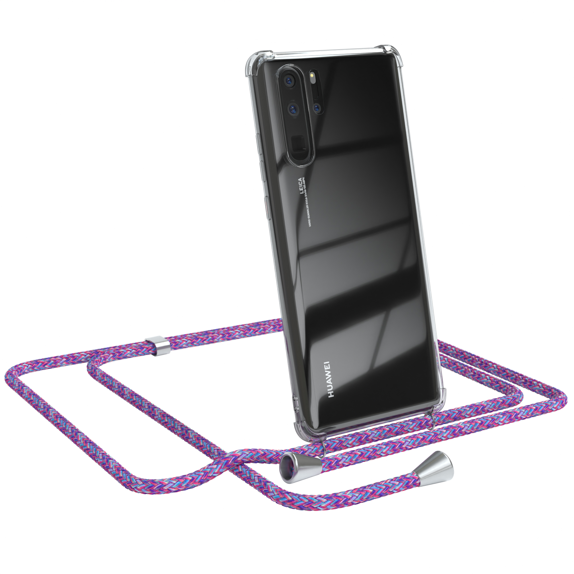 EAZY Lila Umhängetasche, Pro, / Clear mit Huawei, Clips Silber CASE P30 Cover Umhängeband,