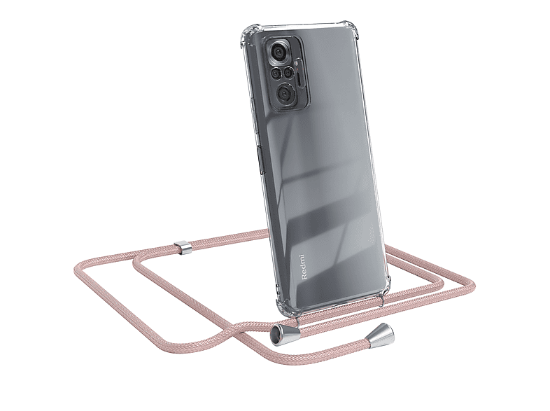 10 Cover Xiaomi, Umhängetasche, Silber Rosé EAZY Clear mit Redmi / Umhängeband, Pro, Note CASE Clips