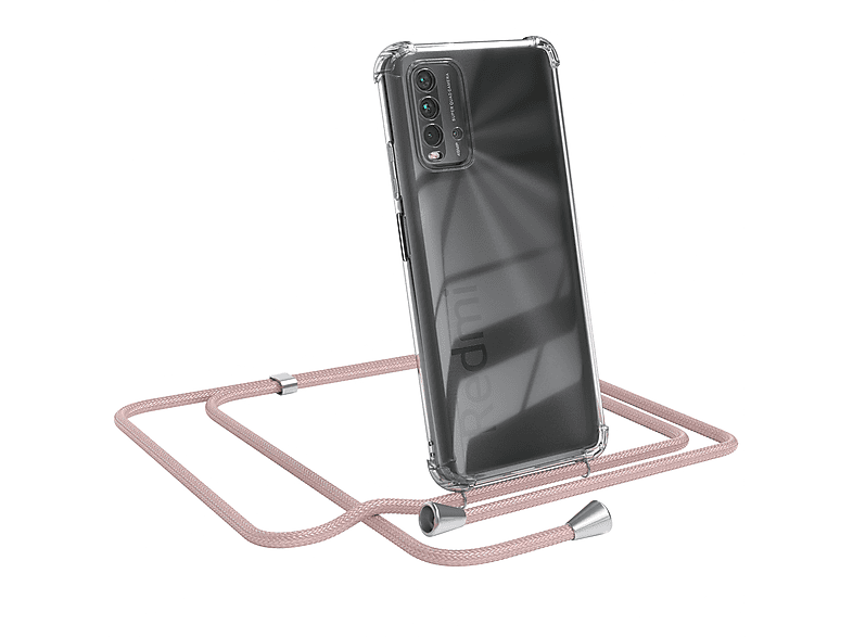 EAZY Redmi Clear Umhängeband, Clips CASE 9T, Xiaomi, / Cover Silber mit Rosé Umhängetasche,