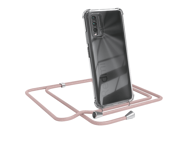 EAZY CASE Clear Cover Umhängetasche, / Silber Umhängeband, Clips Rosé 9T, Redmi Xiaomi, mit