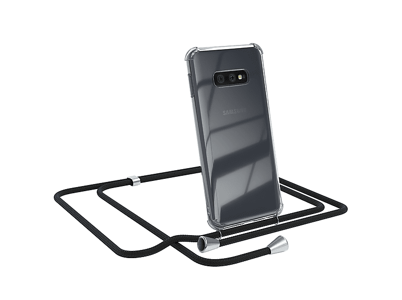 EAZY CASE Clear S10e, Umhängetasche, Silber Galaxy Samsung, Clips / mit Schwarz Cover Umhängeband