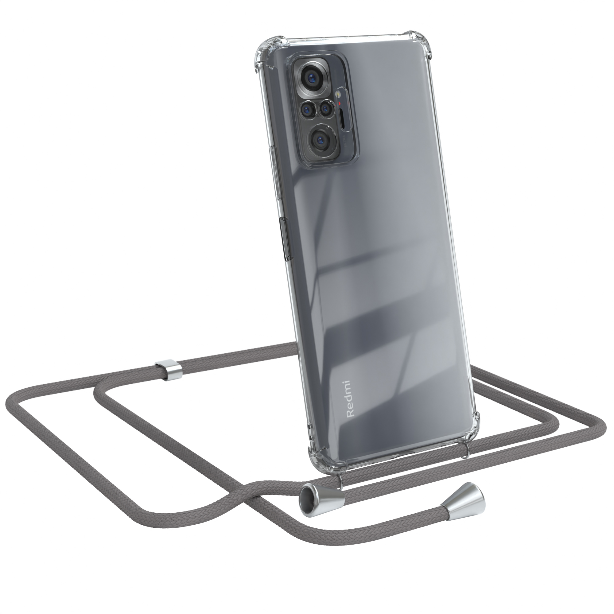 Cover Grau Clear Note Xiaomi, Clips Umhängeband, Redmi Umhängetasche, / Pro, 10 Silber EAZY CASE mit