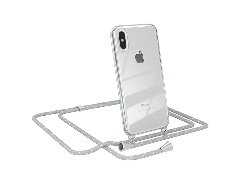 EAZY CASE Clear Cover Umhängeband, iPhone XS Weiß Apple, Umhängetasche, mit Hellgrau Max