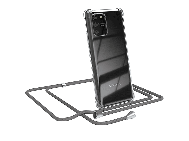 EAZY CASE Grau S10 mit Samsung, Galaxy / Cover Umhängeband, Silber Umhängetasche, Clear Lite, Clips
