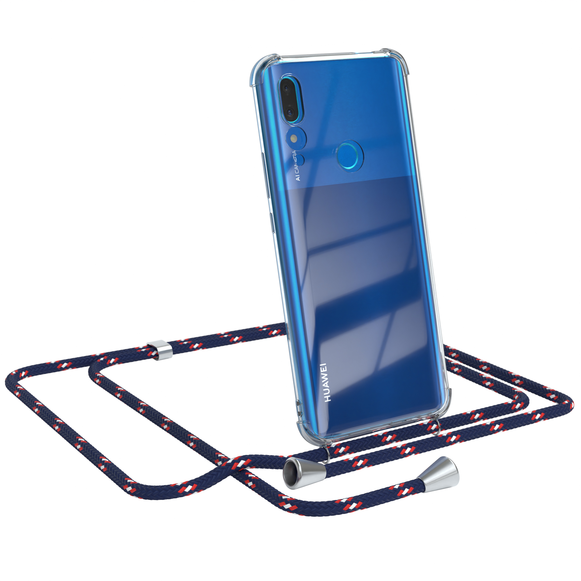 EAZY CASE Clear Cover (2019), Clips Umhängeband, Smart Y9 mit / Huawei, Z Prime Camouflage Blau Umhängetasche, / Silber P
