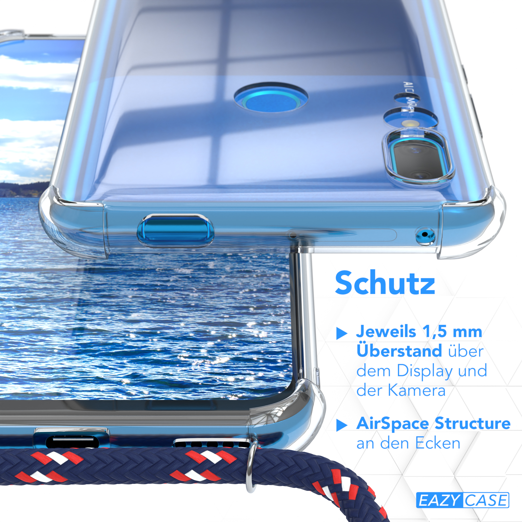 / Cover Prime Umhängeband, CASE Huawei, Smart (2019), / P EAZY Blau Clips Y9 Clear Camouflage Umhängetasche, mit Z Silber